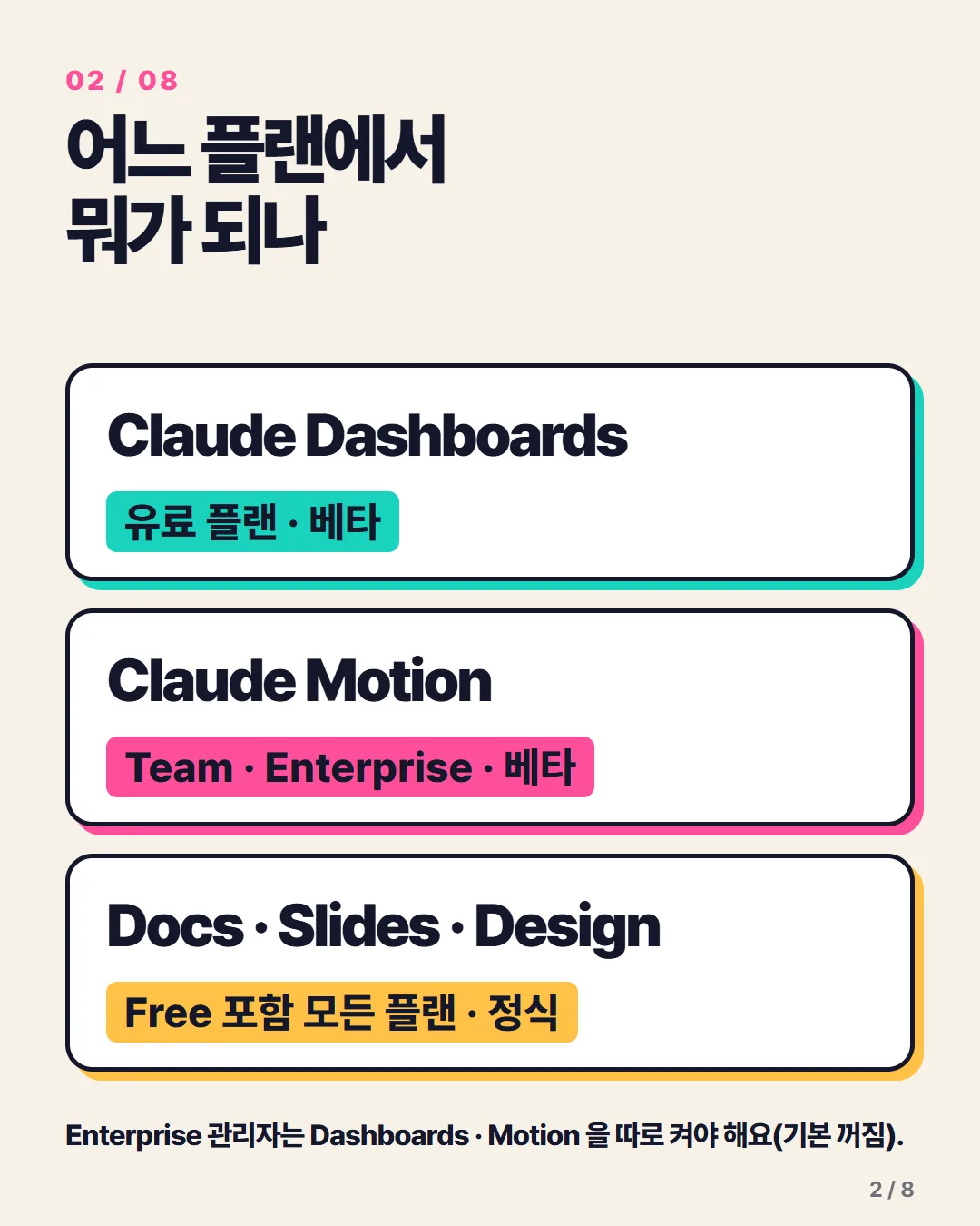 어느 플랜에서 뭐가 되나
