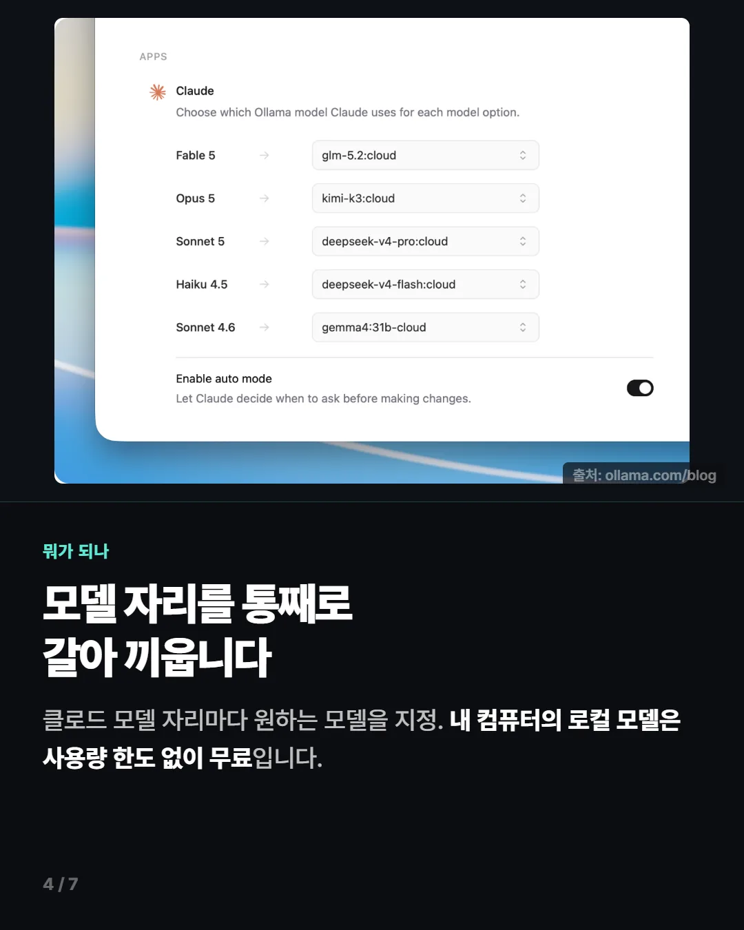 클로드 데스크톱 Ollama 공식 지원 4/7