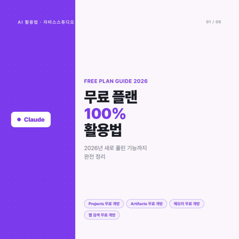 Claude 무료 플랜 100% 활용법 카드뉴스