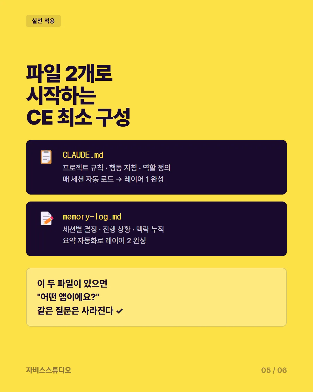 컨텍스트 엔지니어링 카드뉴스 5 — 파일 2개로 시작
