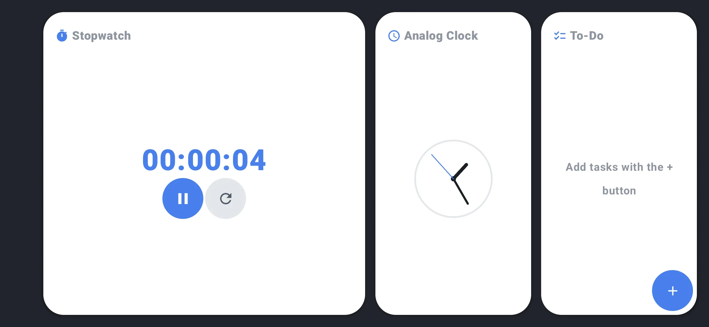 DashDock 위젯 — 스톱워치, 아날로그 시계, 투두 리스트