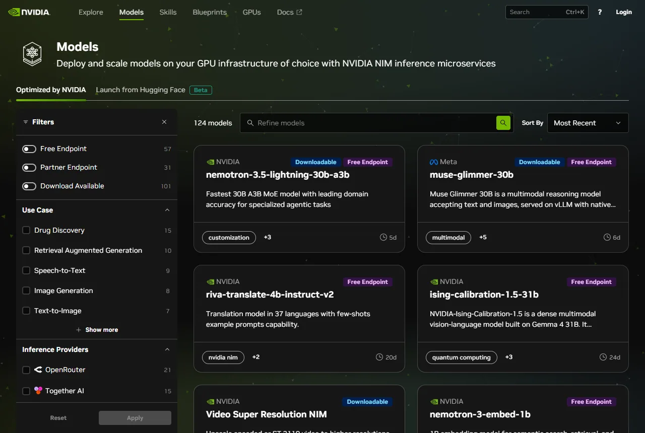 NVIDIA Build 모델 카탈로그