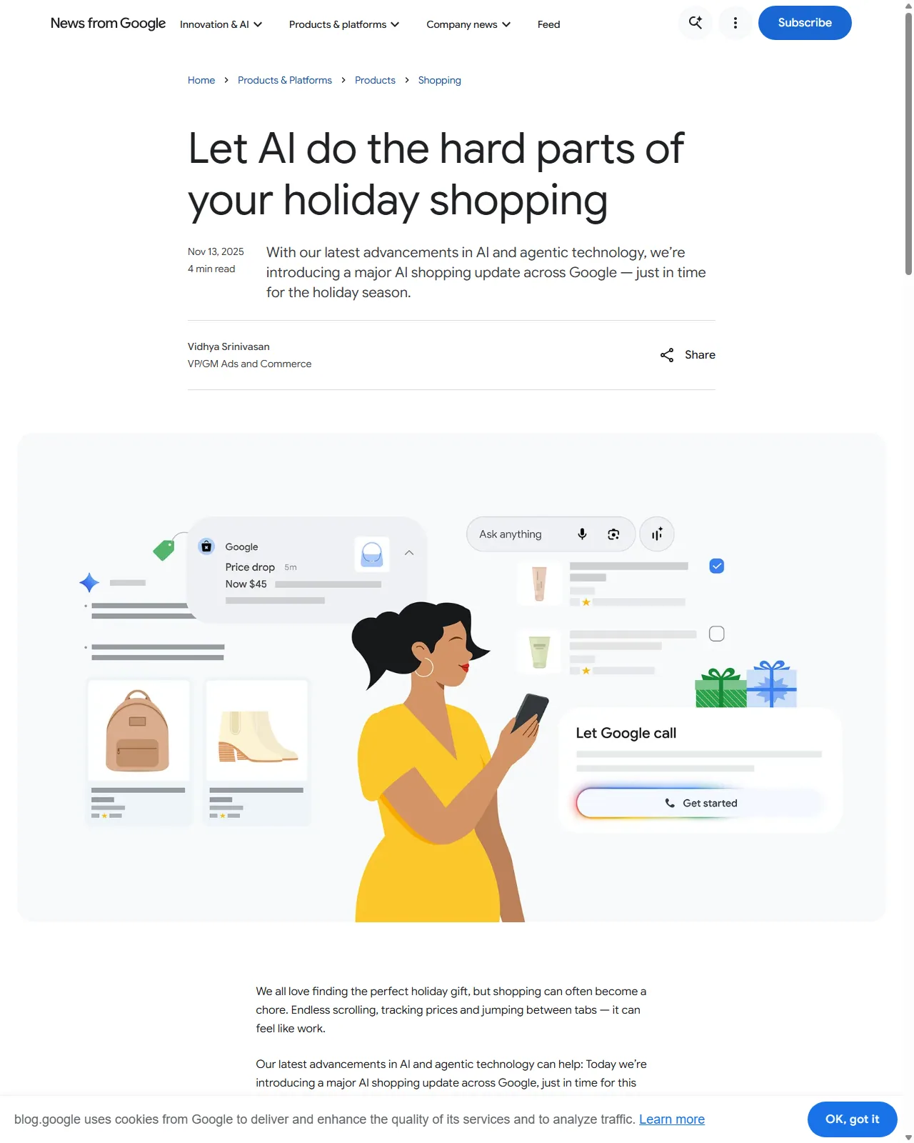 Google AI 쇼핑 에이전트 공식 발표 페이지 (blog.google)