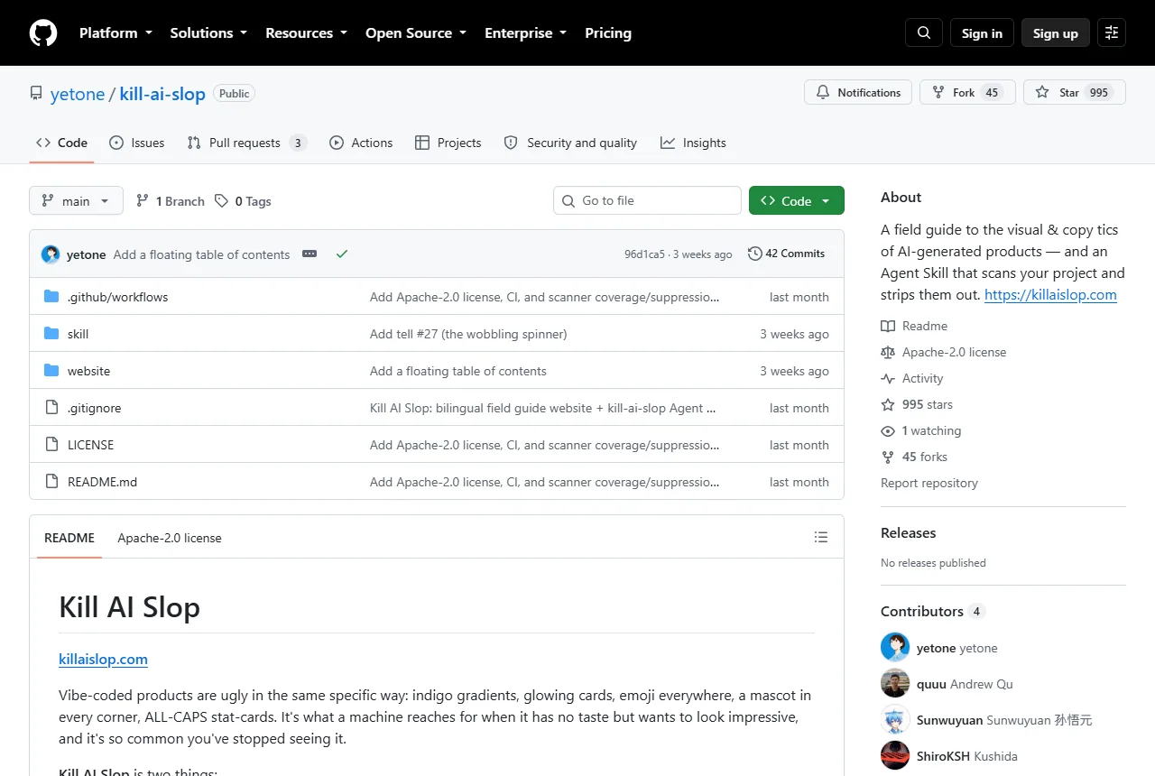 kill-ai-slop GitHub 저장소