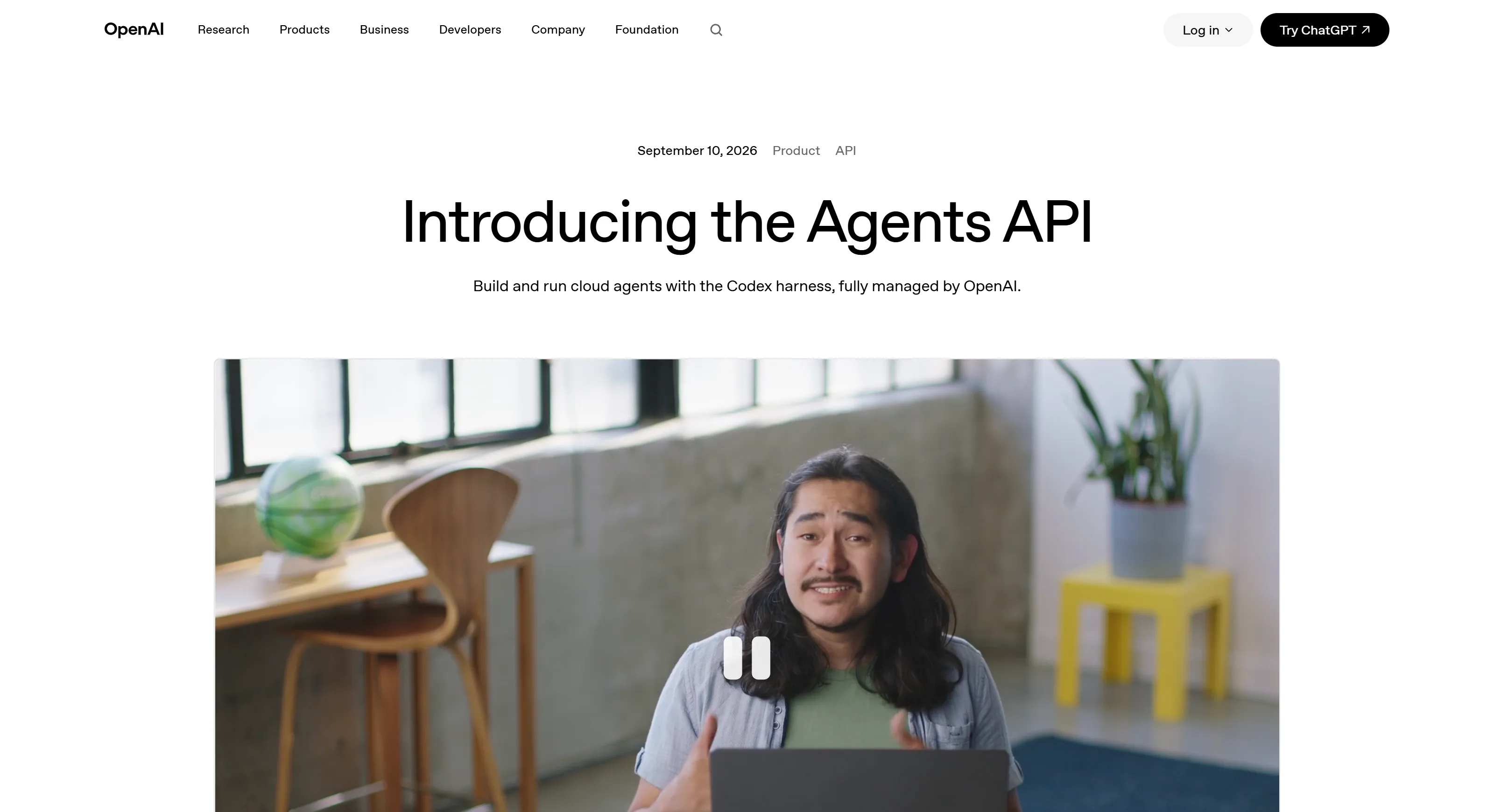 OpenAI 공식 발표문 「Introducing the Agents API」 페이지 캡처