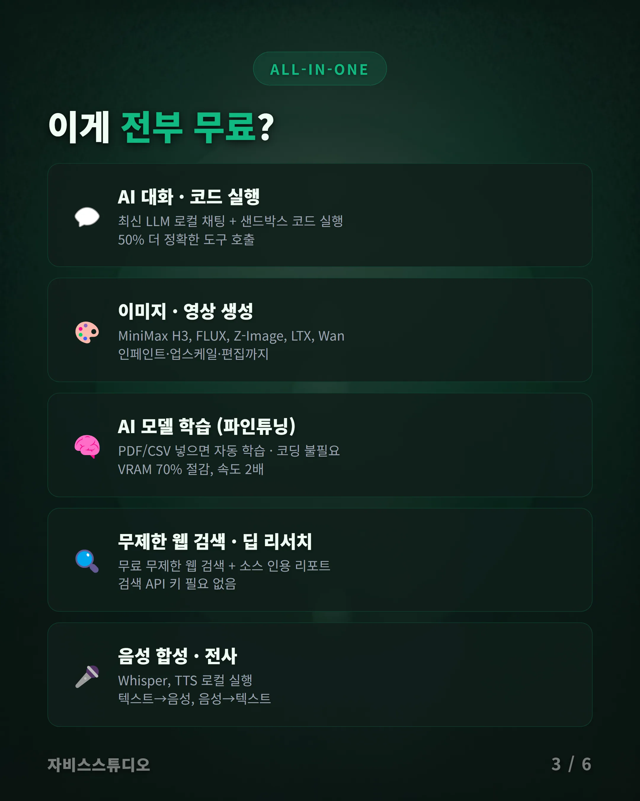 Unsloth Desktop 카드뉴스 3 — 기능